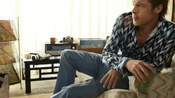 Retro poplin shirt worn by Cliff Booth Brad Pitt in the movie Once Upon a Time... in Hollywood