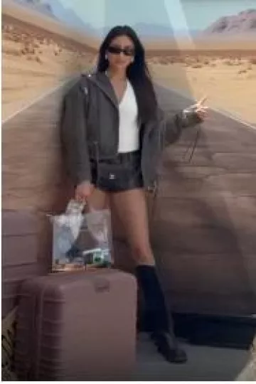 Beis the Carry-On Roller en érable porté par Shay Mitchell sur sa Story Instagram le 26 avril 2024