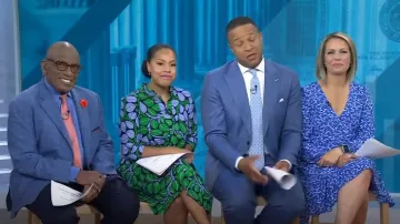 Eliza J Floral Surplice Neck Long Sleeve Fit & Flare Dress usado por Dylan Dreyer como se ve en Today el 2 de mayo de 2024