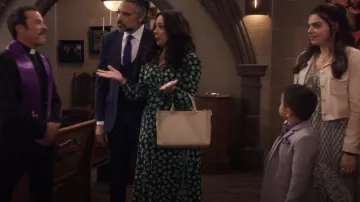 Diane Von Furstenberg Women's Green Phoenix Reversible Printed Stretch-Mesh Midi Wrap Dress worn by Rosie (Selenis Leyva) as seen in Lopez vs Lopez (S02E09)