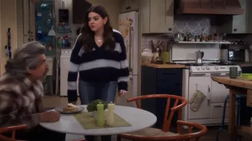 E.L.V. Denim The Twin Frayed Two-Tone High-Rise Straight-Leg Jeans worn by Mayan (Mayan Lopez) as seen in Lopez vs Lopez (S02E09)