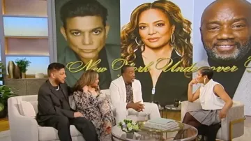 Sacai Tie-Neck Blouse Midi Dress with Sheer Skirt Overlay worn by Tamron Hall as seen in Tamron Hall Show on April 29, 2024