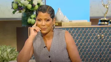 Alexander Wang Collarless Vest in Herringbone worn by Tamron Hall as seen in Tamron Hall Show on May 2, 2024