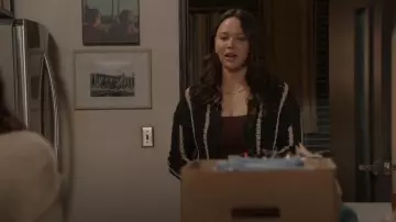 Elan Tay­lor Open Knit Cardi­gan worn by Lucy Chen (Melissa O'Neil) as seen in The Rookie (S06E07)