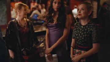 Saloni Jackie Crochet-Trimmed Embroidered Tulle Midi Dress worn by Ainsley (Stephanie Styles) as seen in Loot (S02E06)