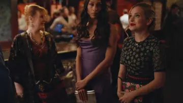 Saloni Jackie Crochet-Trimmed Embroidered Tulle Midi Dress worn by Ainsley (Stephanie Styles) as seen in Loot (S02E06)