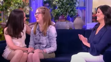 Versace Big Damier Checked Mini Dress worn by Sofia Carson as seen in The View on May 2, 2024