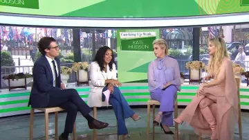 Alberta Ferretti V-Neck Midi Asymmetric Chiffon Dress worn by Kate Hudson as seen in Today on  May 3, 2024