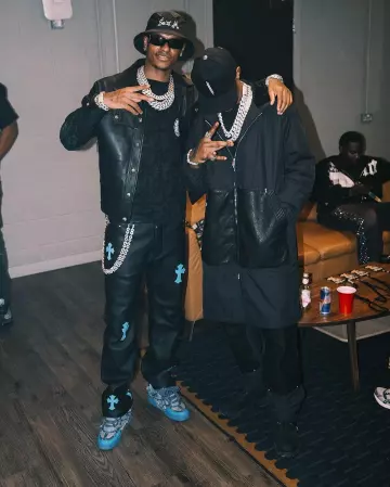 Chrome Hearts Black Nylon & Leather-Panel Carpenter Pants worn by A Boogie wit da Hoodie on the Instagram account @aboogievsartist