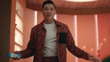 Zara Red Floral Shirt worn by Nicholas (Joel Kim Booster) as seen in Loot (S02E07)
