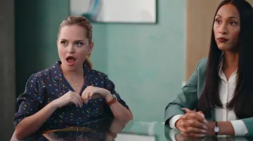 Modcloth Sprouting With Ideas Button Up Top worn by Ainsley (Stephanie Styles) as seen in Loot (S02E07)