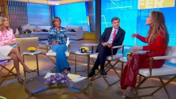 Michael Kors High-Waisted Flared Trousers worn by Robin Roberts as seen in Good Morning  America on May 6, 2024