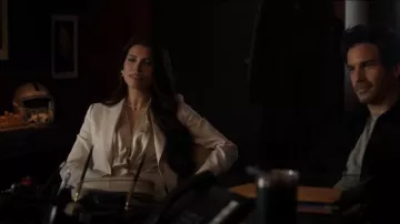 Philosophy Di Lorenzo Serafini One Button Silk Blazer worn by Nadia Morales (Eva De Dominici) as seen in The Cleaning Lady (S03E09)