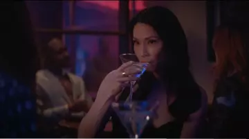 Norma Kamali Cayla Side Drape Gown worn by Joyce Newman (Lucy Liu) as seen in A Man in Full (S01E02)