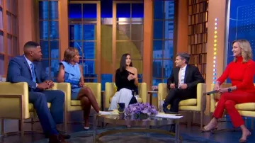 Louis vuitton Jupe portefeuille plissée à nœud porté par Jennifer Connelly comme on le voit dans Good Morning America le 8 mai 2024