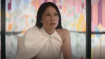 Safiyaa Jaime Black & Ivory Jumpsuit worn by Joyce Newman (Lucy Liu) as seen in A Man in Full (S01E05)