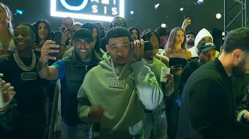 Moncler Grey Heart Logo Patch Hoodie worn by Fredo in Fredo - Top G (Official Video)