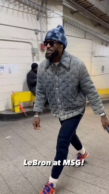 Louis Vuitton Blue Denim Monogram-Quilted Jacket worn by LeBron James on the Instagram account @nba