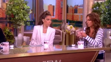 Favorite Daughter The Caroline Stripe Crop Cardigan worn by Alyssa Farah as seen in The View on May 8, 2024