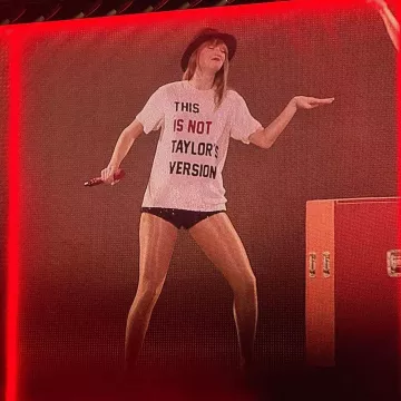 Taylor Swift outfits: "This Is Not Taylor’s Version" T-Shirt worn by the singer during her Eras Tour 2024