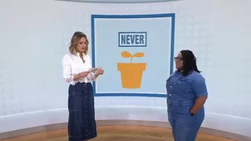 G. Label Maddy Denim Skirt worn by Savannah Guthrie as seen in Today on May 8, 2024