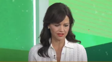 Scanlan Theodore Pleat Lace Shirt worn by Carla Gugino as seen in Today on May 9, 2024