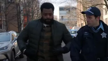 Theory Bomber Jack­et worn by Kevin Atwater (Laroyce Hawkins) as seen in Chicago P.D. (S11E11)