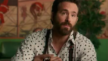 Outfits from IF Movie: Ryan Reynolds is wearing Black & White Polka Dot Shirt to portray Cal