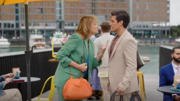 Deadly Ponies Orange Bag worn by Alexa Crowe (Lucy Lawless) as seen in My Life Is Murder (S04E04)