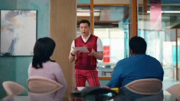 Trina Turk Clyde Slim Trousers worn by Nicholas (Joel Kim Booster) as seen in Loot (S02E08)