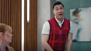 Trina Turk Ne­so Sweater Vest worn by Nicholas (Joel Kim Booster) as seen in Loot (S02E08)