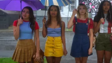 Marni Sun Orange Suede Mini Skirt worn by Faran Bryant (Zaria Simone) as seen in Pretty Little Liars: Original Sin (S02E02)