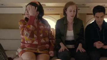 Eloquii Intarsia Knit Skirt & Cardigan Set worn by Kayla (Megan Stalter) as seen in Hacks (S03E04)