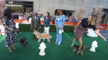 Sandalias de cuero con tachuelas de Prada usadas por Savannah Guthrie como se ve en Today el 20 de mayo de 2024