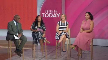 Pretty Garden Swiss Dot Ruffle Sleeveless Dress worn by Arianna Davis as seen in Today on  May 20, 2024