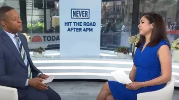 Karen Millen Square D Ring Pencil Midi Dress worn by Seema Mody as seen in Today on May 21, 2024