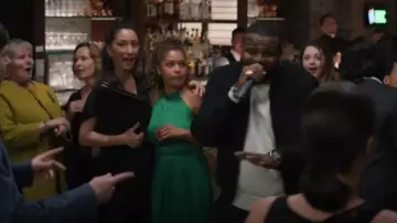 Maje Pleated High Neck Dress worn by Dr. Claire Browne (Antonia Thomas) as seen in The Good Doctor (S07E09)