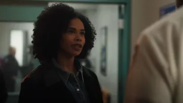 DKNY Mixed Media Moto Jacket worn by Special Agent Sheryll Barnes (Roxy Sternberg) as seen in FBI: Most Wanted (S05E11)
