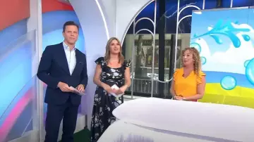 Philosophy Republic Clothing V-Neck Flutter Sleeve Top in Marmalade worn by Laurie Schacht in Today  with Hoda & Jenna on  May 21, 2024