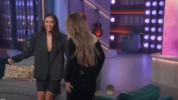 Laretaggio Busto Fitted Vest in Dark Grey worn by Shay Mitchell as seen in The Kelly Clarkson Show on  May 20, 2024
