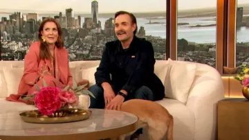 Gucci Crepe Satin Shirt with Neck Tie worn by Drew Barrymore as seen in The Drew Barrymore Show on May 21, 2024