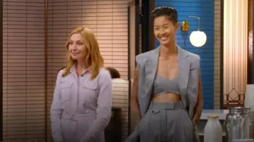 Shona Joy Amanda Linen Pantalón de sastre de cintura alta - Ash usado por Kristen Kish como se ve en Top Chef (T21E06)