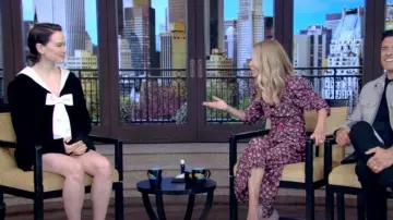 The Vampire's Wife The Vexation Bow-appliqué Velvet Mini Dress worn by Daisy Ridley as seen in LIVE with Kelly and Mark on May 21, 2024