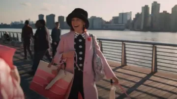 Zara Limited Edition Premium Wool Blend Coat Light Pinnk worn by Elsbeth Tascioni (Carrie Preston) as seen in Elsbeth (S01E10)
