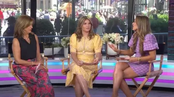 Vestido de manga corta con bordado Sea Liat usado por Jenna Bush Hager como se ve en Today with Hoda & Jenna el 24 de mayo de 2024