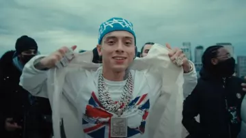 Louis Vuitton Veste coupe-vent LVSE blanche portée par Central Cee dans CENTRAL CEE FT. LIL BABY - BAND4BAND (CLIP VIDÉO)