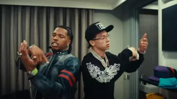 T-shirt à manches longues Chrome Hearts Black Allover Crosses porté par Central Cee dans CENTRAL CEE FT. LIL BABY - BAND4BAND (CLIP VIDÉO)