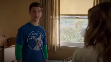 Nasa Vintage Shuttle & Satellite T-Shirt worn by Sheldon Cooper (Iain Armitage) as seen in Young Sheldon (S07E14)