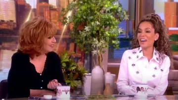 Rabanne Crystal Beaded Poplin Button-Up Shirt worn by Sunny Hostin as seen in The View on  May 15, 2024