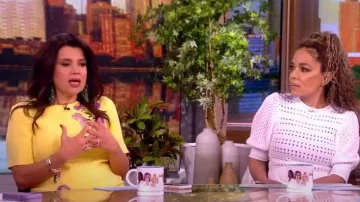 Chloe High Summer Crochet Puff-Sleeve Top worn by Sunny Hostin as seen in The View on May 17, 2024